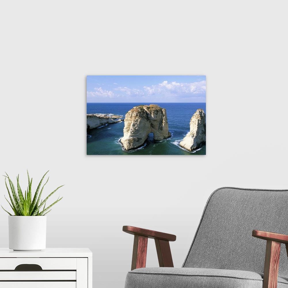 A modern room featuring Rock arches, Beirut, Lebanon, Mediterranean Sea, Middle East