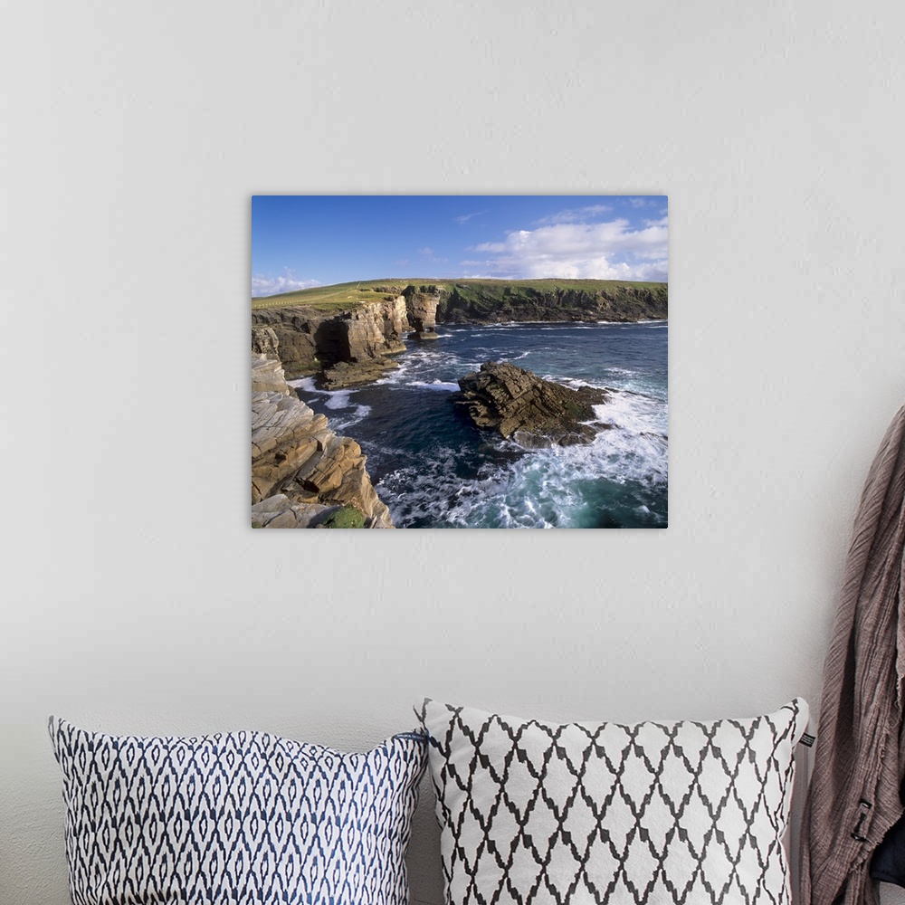 A bohemian room featuring Rocky Coast and Yesnaby castle, Mainland, Orkney Islands, Scotland, UK