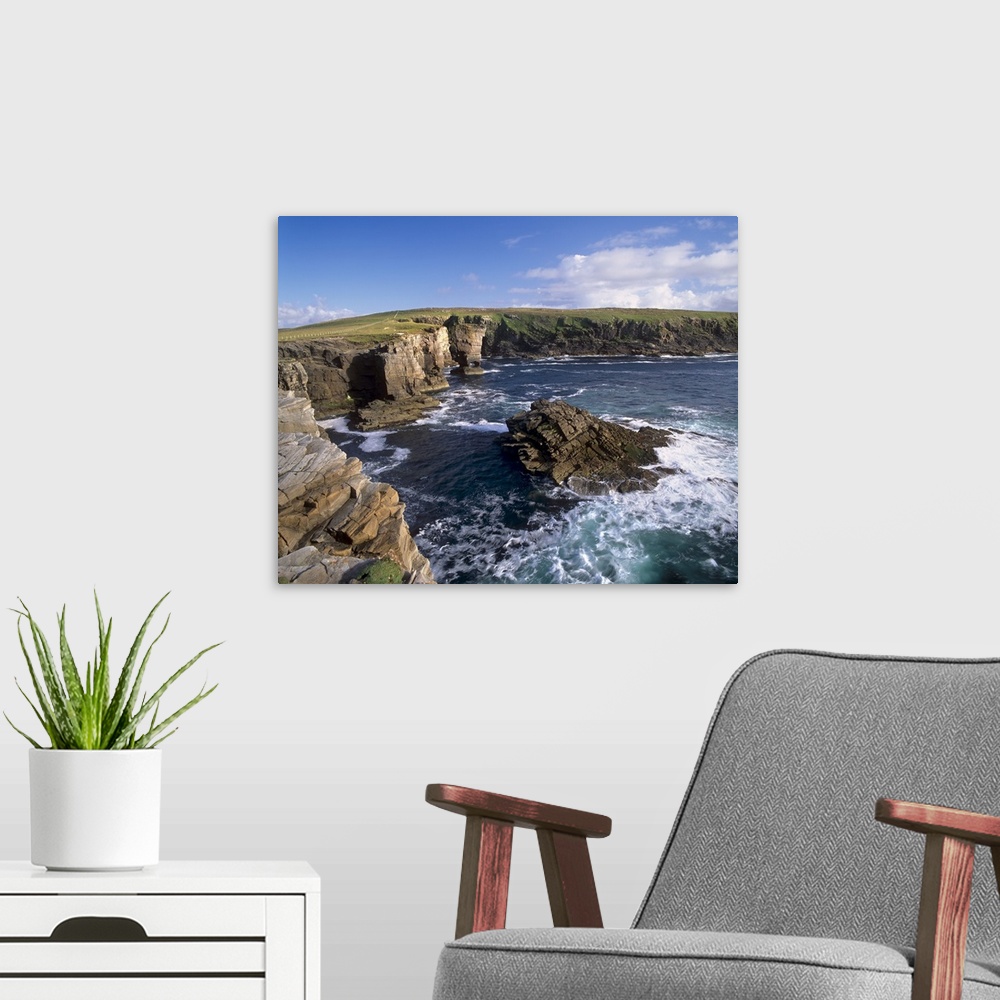 A modern room featuring Rocky Coast and Yesnaby castle, Mainland, Orkney Islands, Scotland, UK