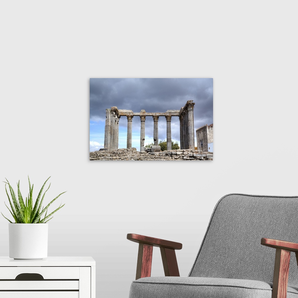 A modern room featuring Roman Temple, Evora, UNESCO World Heritage Site, Portugal, Europe