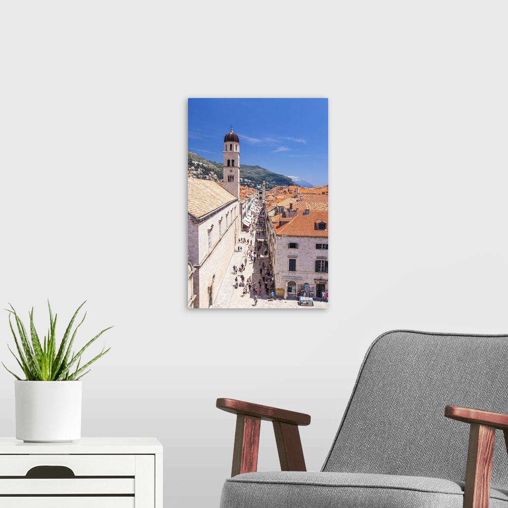 A modern room featuring Rooftop view of Main Street Placa, Stradun, Dubrovnik Old Town, Dubrovnik, Dalmatian Coast, Croatia