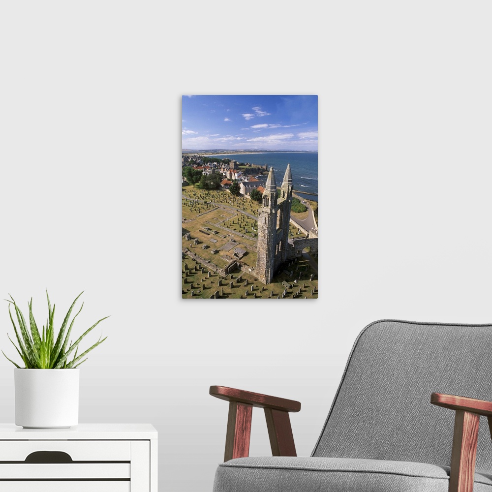 A modern room featuring Ruins of St. Andrews cathedral, St. Andrews, Fife, Scotland, UK