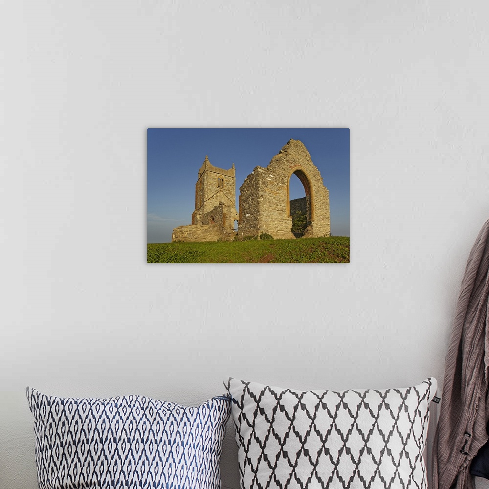 A bohemian room featuring The ruins of St. Michael's Church on the summit of Burrow Mump, a small hill at Burrowbridge, in ...