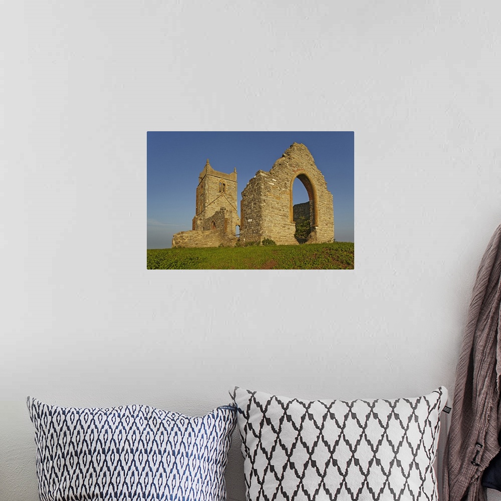 A bohemian room featuring The ruins of St. Michael's Church on the summit of Burrow Mump, a small hill at Burrowbridge, in ...