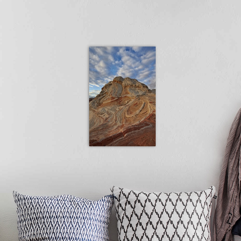 A bohemian room featuring Sandstone hill with swirly layers, White Pocket, Arizona, USA