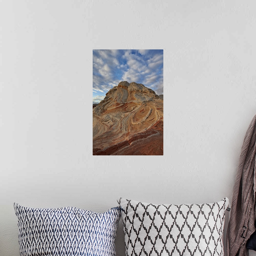 A bohemian room featuring Sandstone hill with swirly layers, White Pocket, Arizona, USA