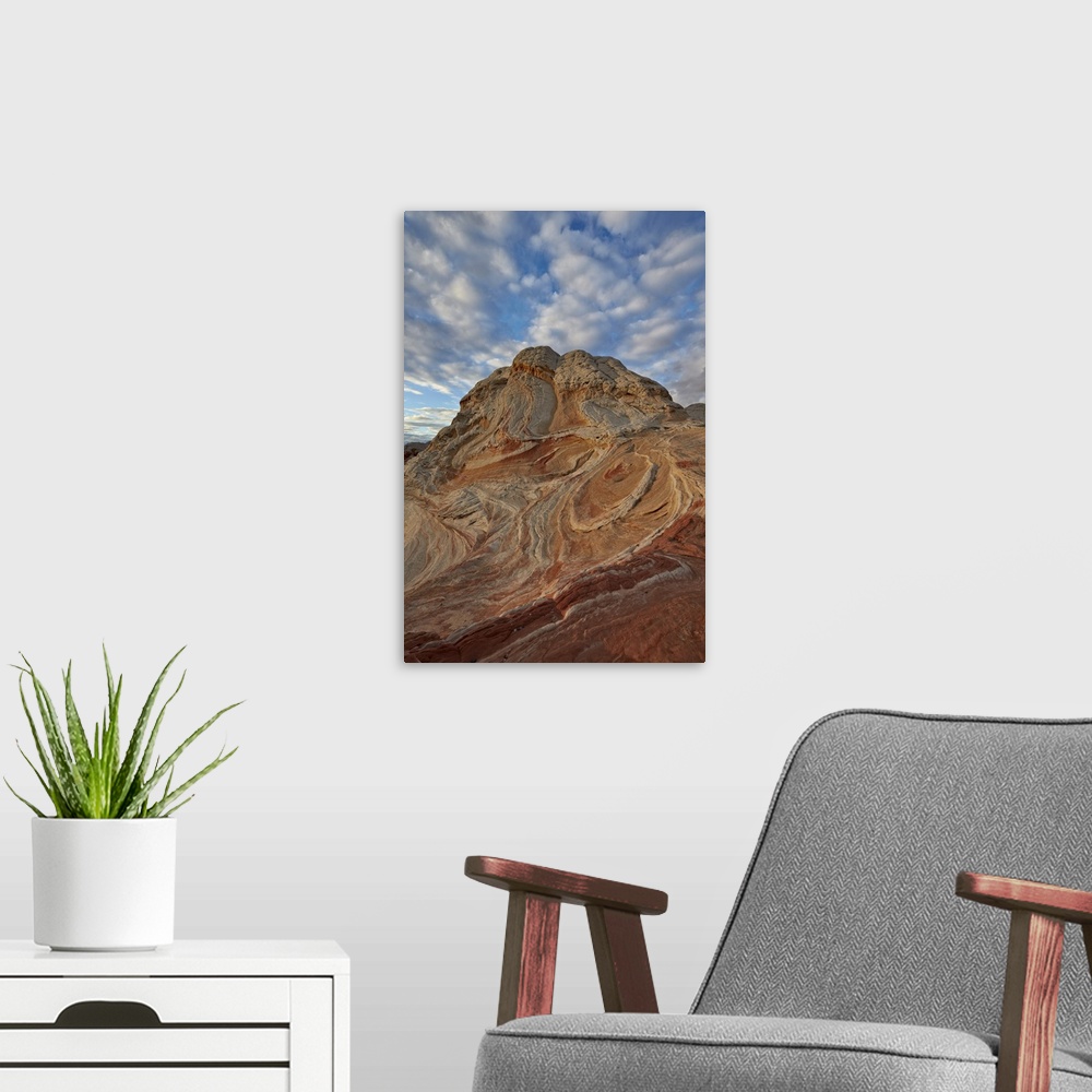 A modern room featuring Sandstone hill with swirly layers, White Pocket, Arizona, USA