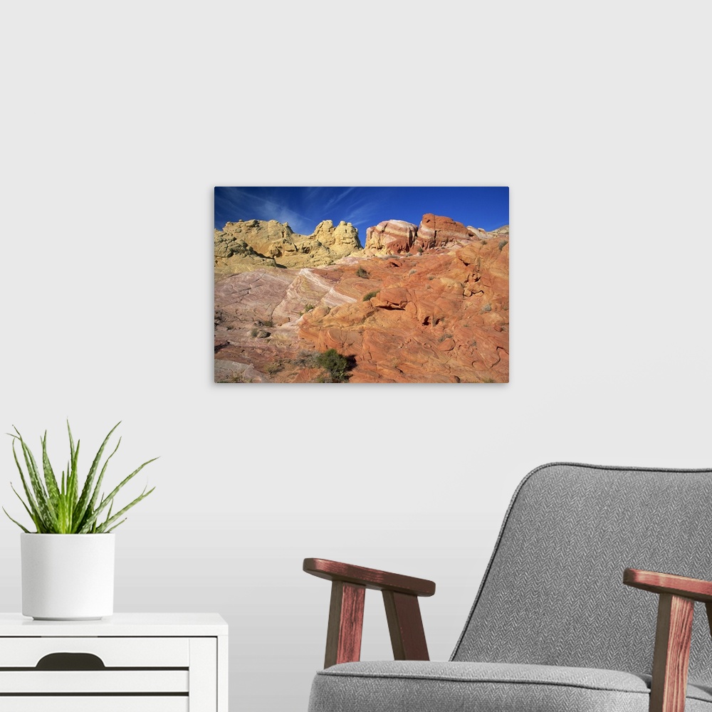 A modern room featuring Sandstone rock formations in the Valley of Fire State Park, Nevada, USA