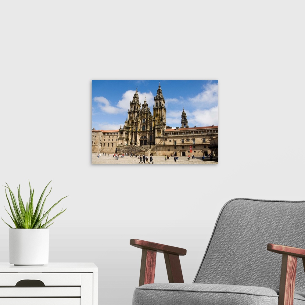 A modern room featuring Santiago Cathedral on the Plaza do Obradoiro, Santiago de Compostela, Spain