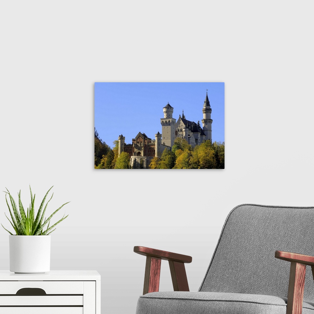 A modern room featuring Schloss Neuschwanstein, fairytale castle, Bavaria, Germany