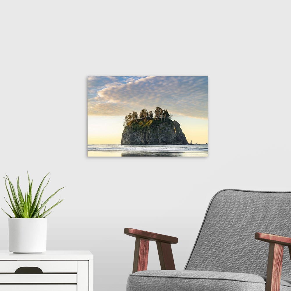 A modern room featuring Sea stack at dawn at Second Beach, La Push, Clallam county, Washington State, United States of Am...