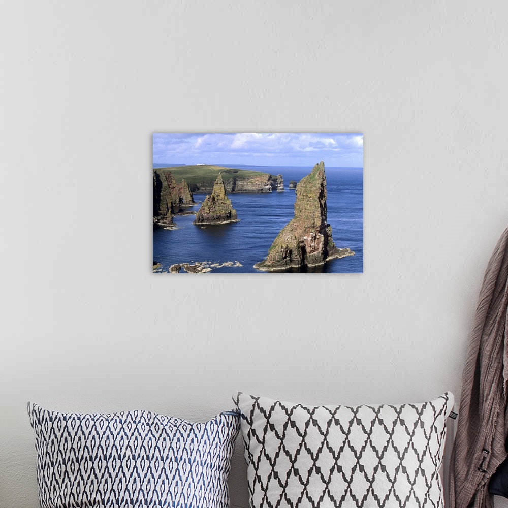 A bohemian room featuring Sea stacks of Duncansby, Caithness, Highland region, Scotland, UK