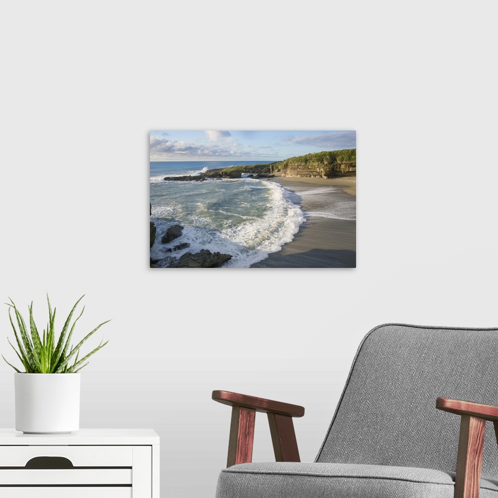 A modern room featuring Secluded beach marking the end of the Truman Track, Punakaiki, Paparoa National Park, Buller dist...