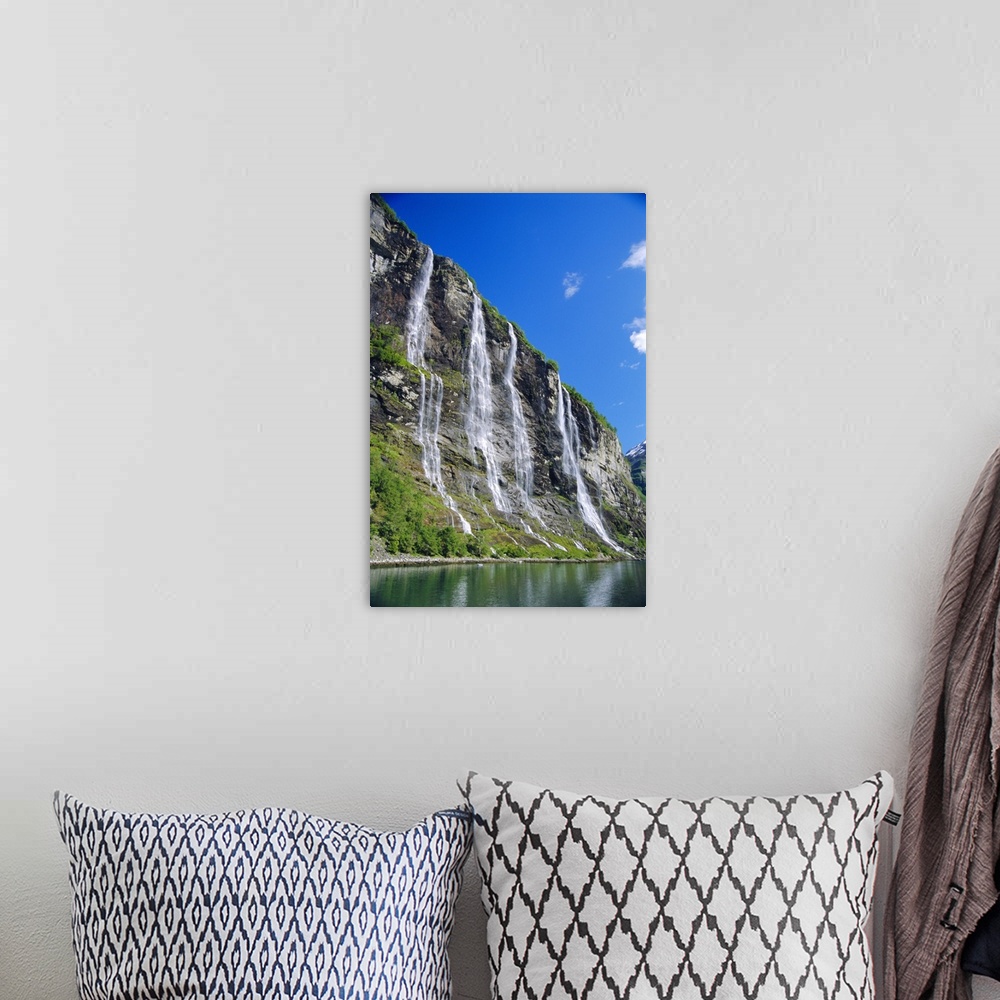 A bohemian room featuring Seven Sisters Falls as seen from ferry, Geiranger Fjord, Norway