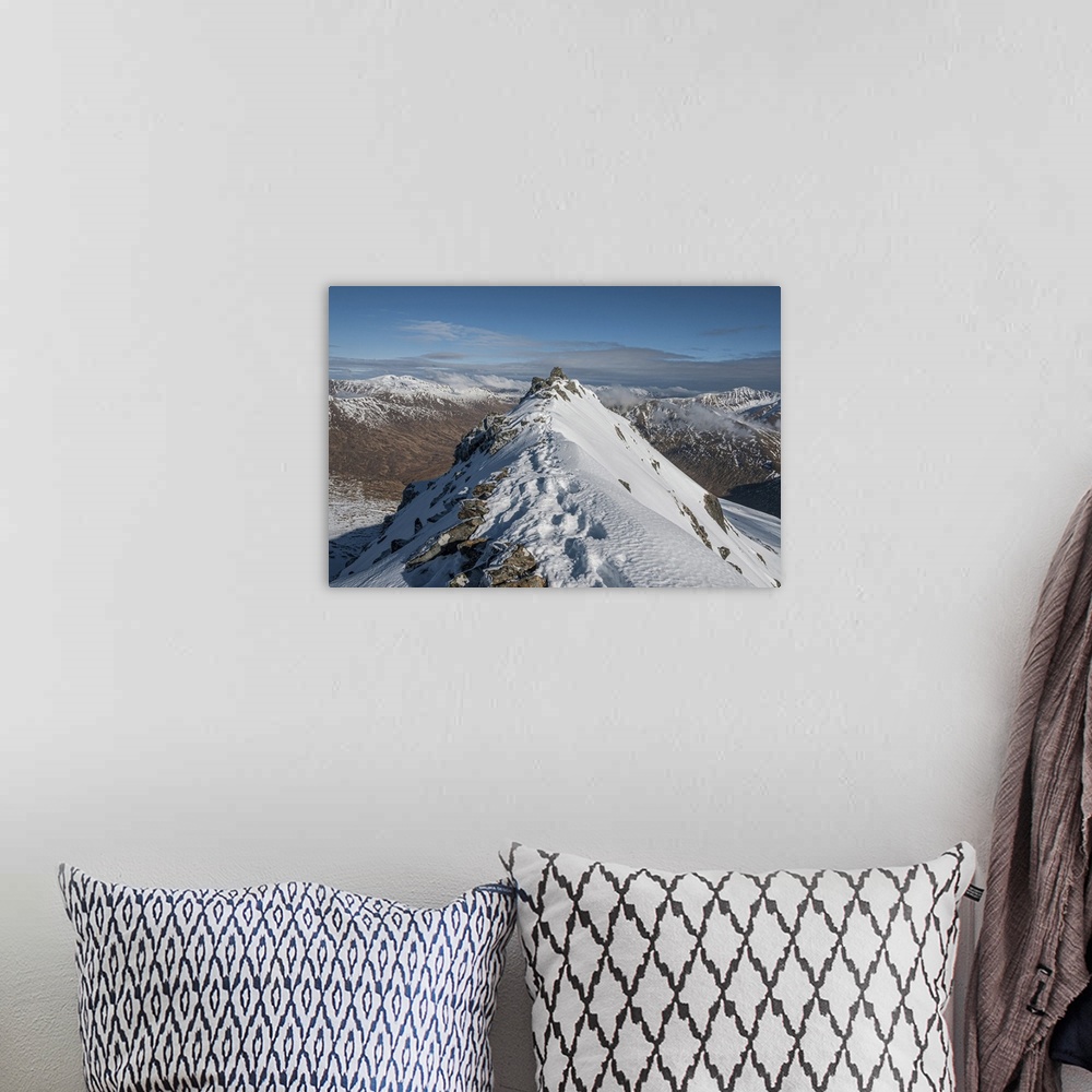 A bohemian room featuring Sgurr a'Bhealaich Dheirg, the highest and finest Munro on the Brothers Ridge, above Glen Shiel, H...