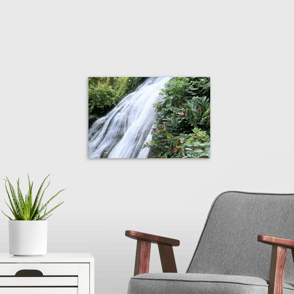 A modern room featuring Shaw waterfalls, Ocho Rios, Jamaica, West Indies