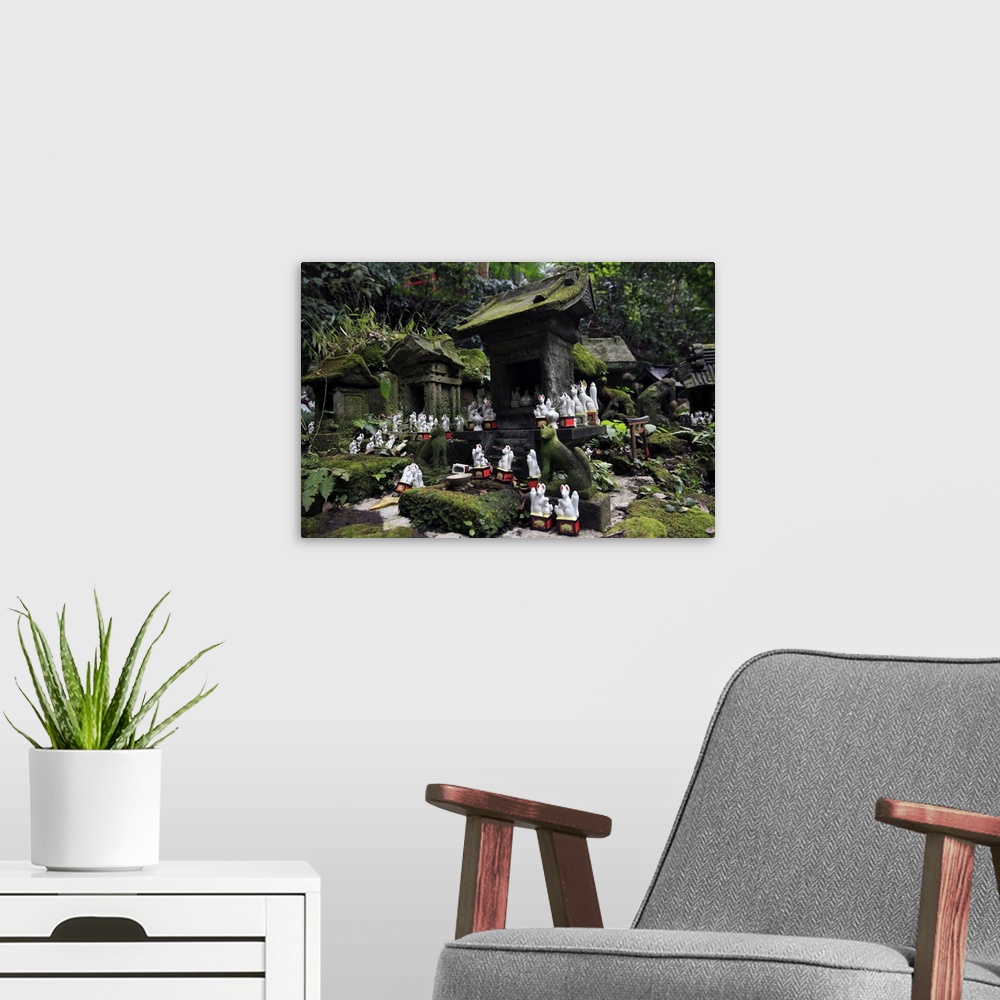 A modern room featuring Shinto shrine in the Kamakura hills, Honshu, Japan, Asia
