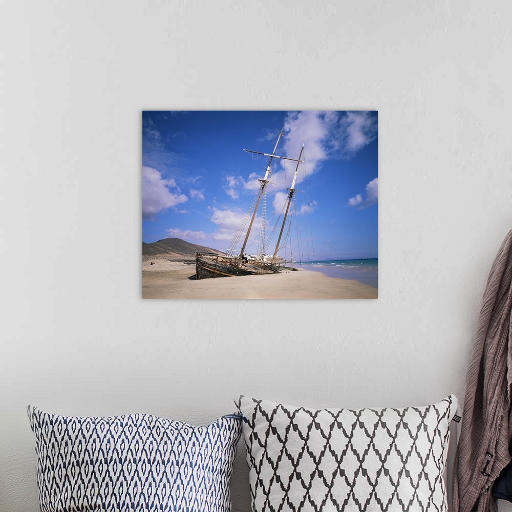 A bohemian room featuring Shipwreck on the beach, Fuerteventura, Canary Islands, Spain, Atlantic