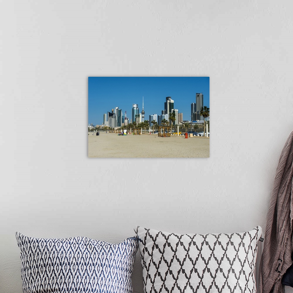A bohemian room featuring Shuwaikh beach and skyline of Kuwait City, Kuwait