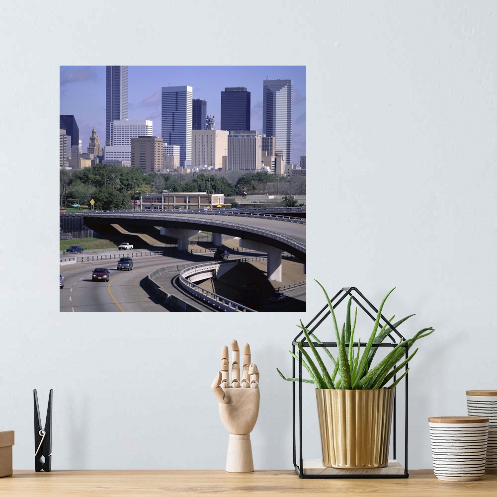 A bohemian room featuring Skyline of Houston, Texas, United States of America