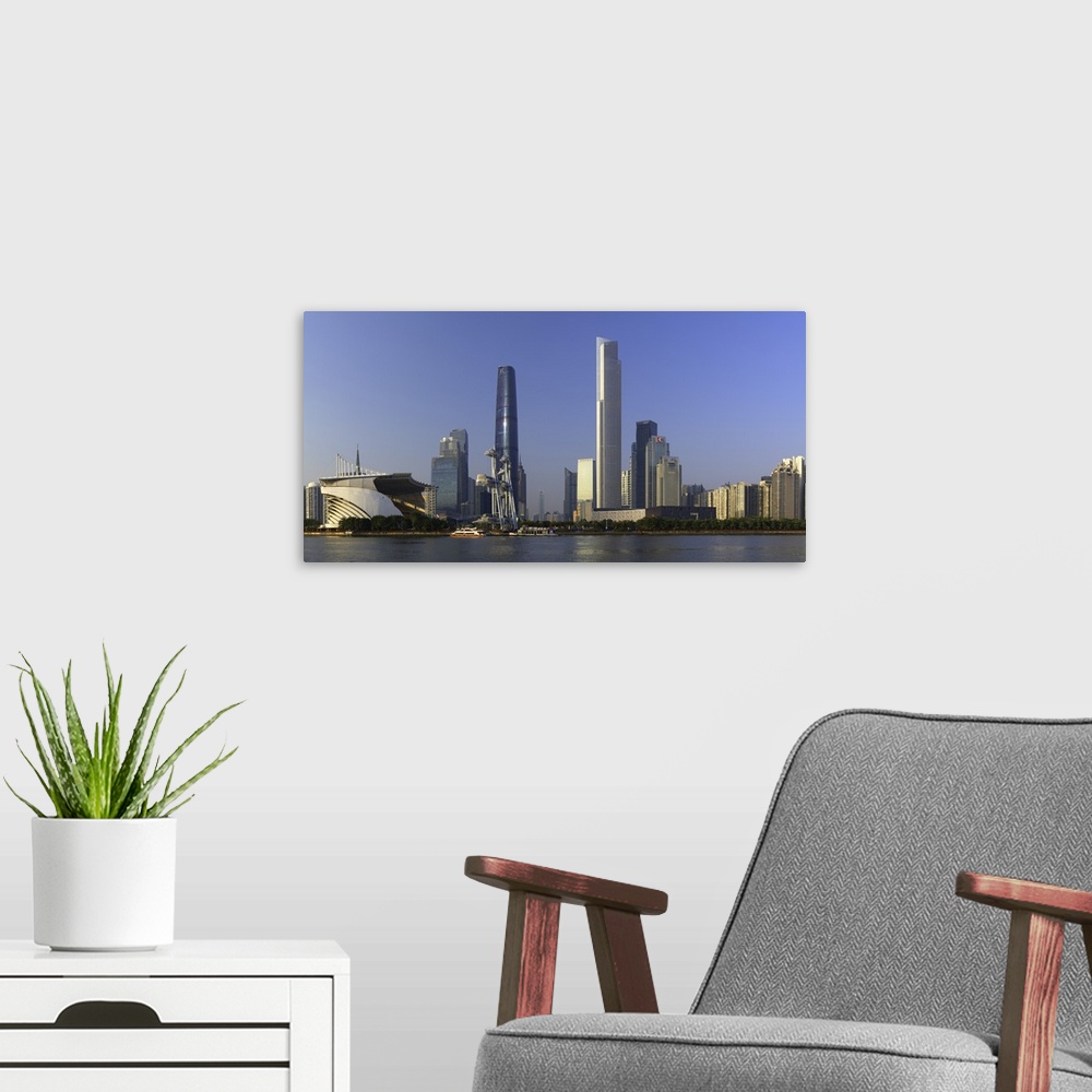 A modern room featuring Skyline of Tianhe, Guangzhou, Guangdong, China