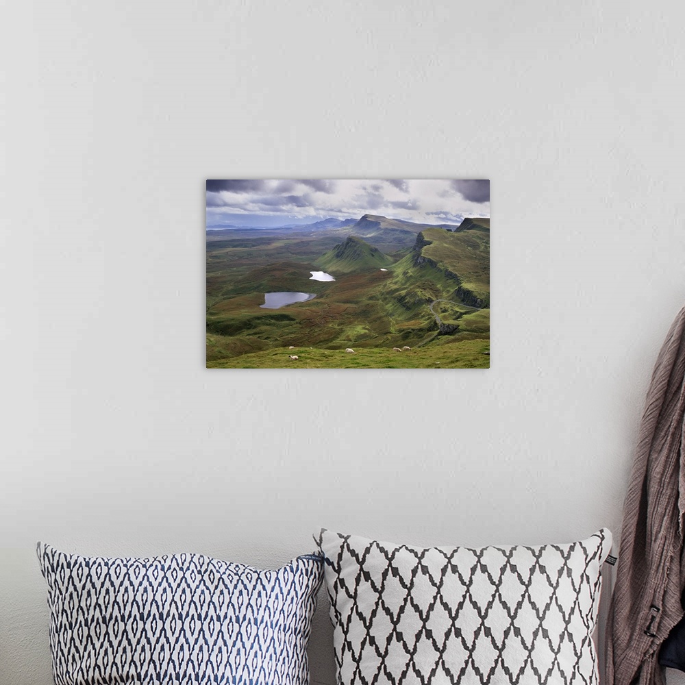 A bohemian room featuring Slopes of the Quiraing, a geological wonder, Isle of Skye, Scotland, UK