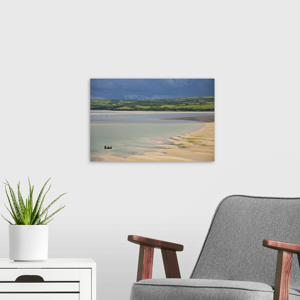 A modern room featuring Small boats in the River Camel estuary, Padstow, North Cornwall, England