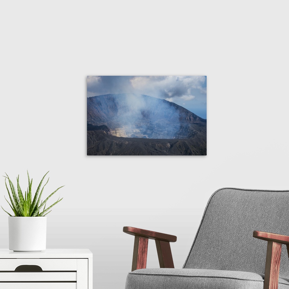 A modern room featuring Smoking Ambrym volcano, Vanuatu