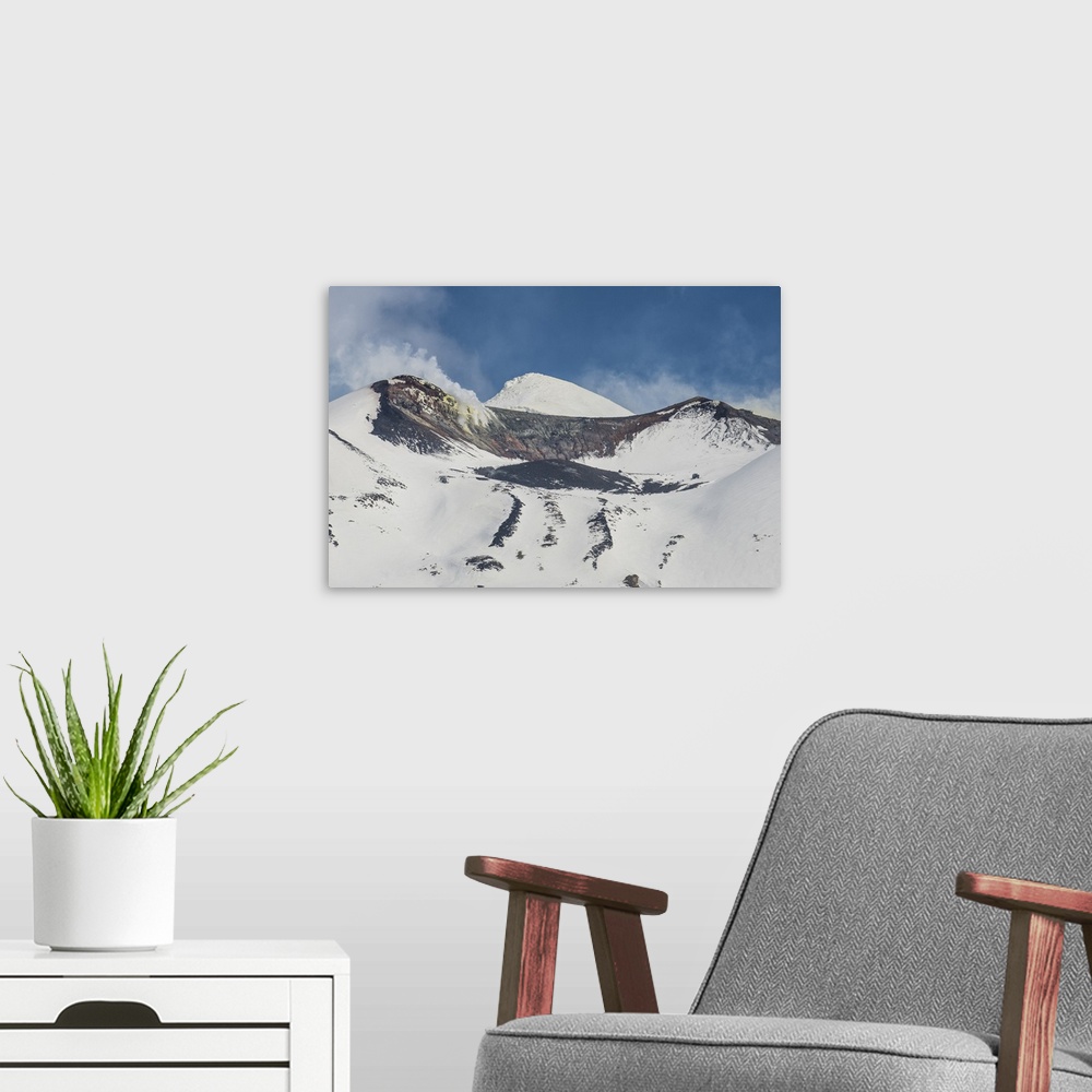 A modern room featuring Snow capped mountains in the Daisetsuzan National Park, Hokkaido, Japan