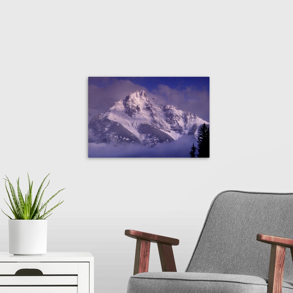 A modern room featuring Snowy Mountain, Alaska, United States of America, North America