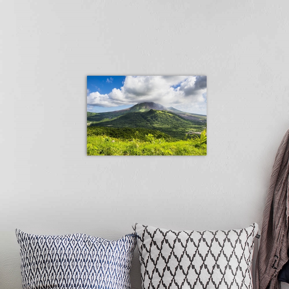 A bohemian room featuring Soufriere hills volcano, Montserrat, British Overseas Territory, West Indies, Caribbean