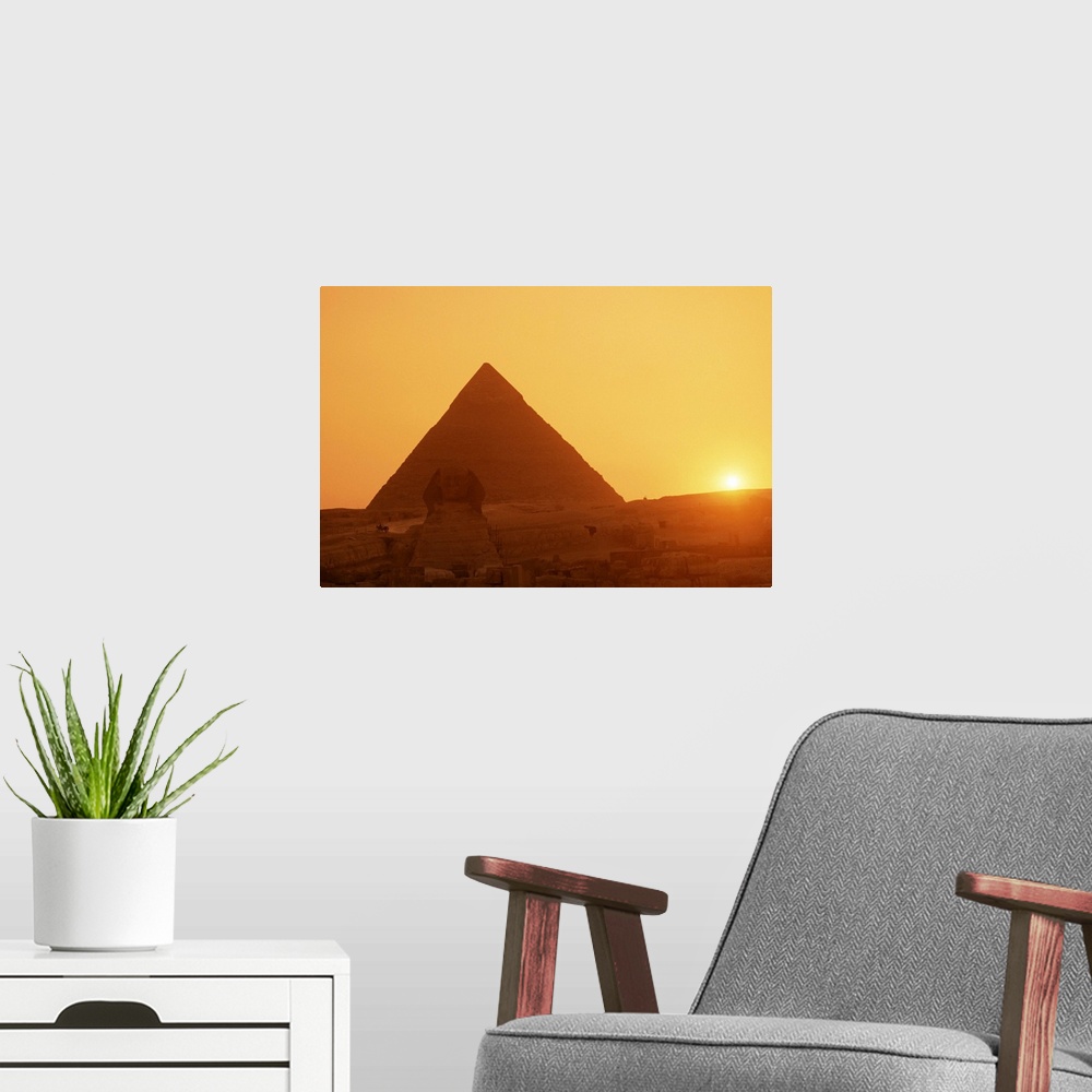 A modern room featuring Sphinx and Kefren  pyramid, Giza, Cairo, Egypt