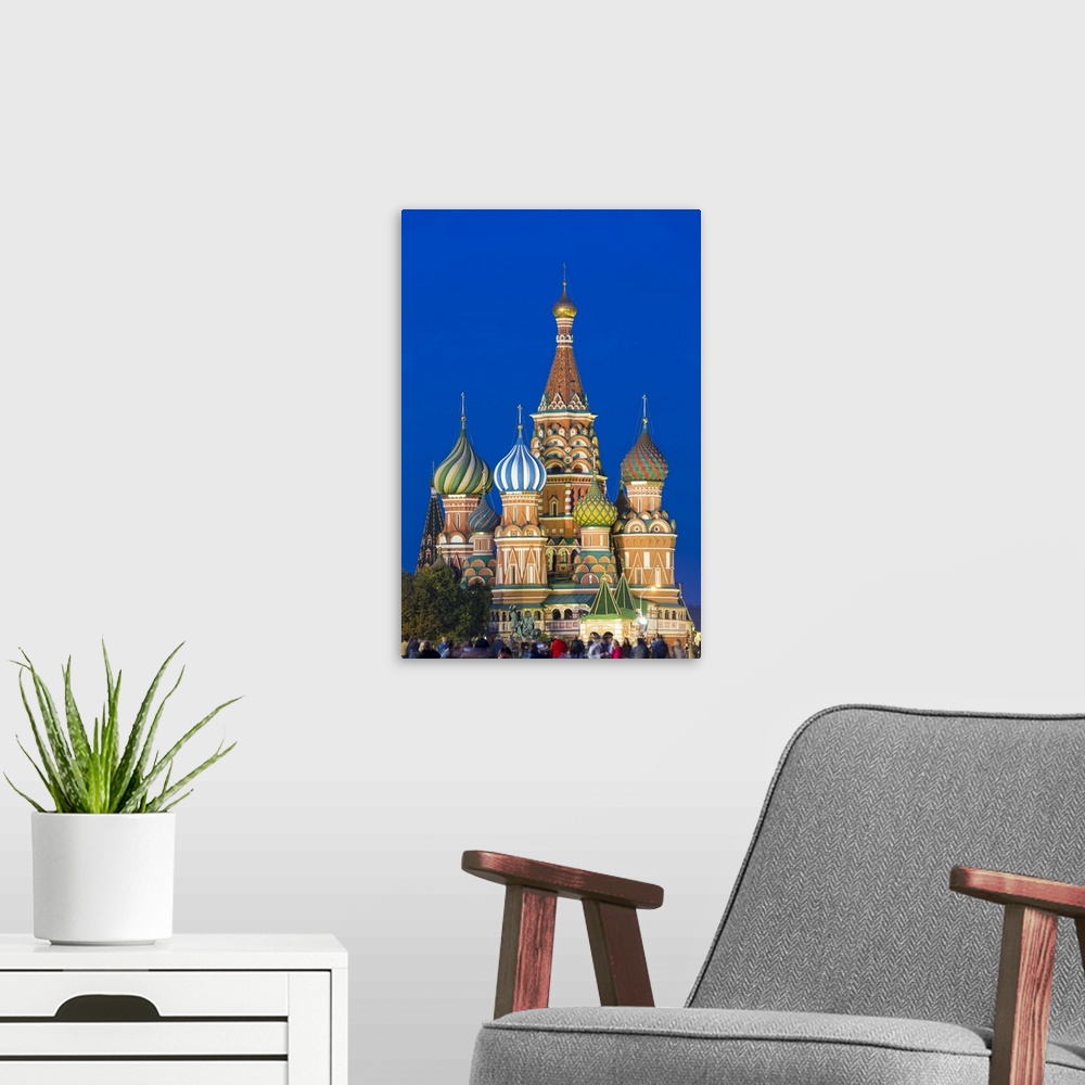A modern room featuring St. Basils Cathedral in Red Square, UNESCO World Heritage Site, Moscow, Russia, Europe