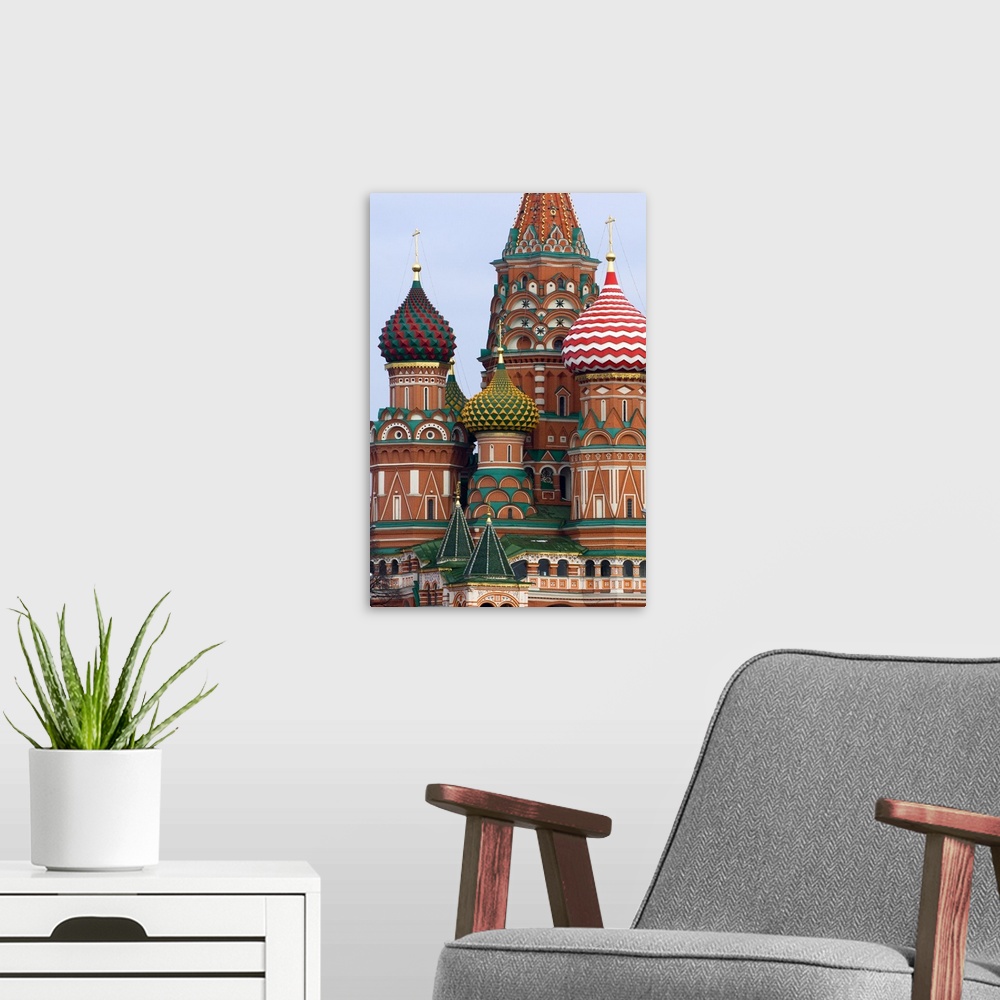 A modern room featuring St. Basil's Cathedral, Red Square, Moscow, Russia