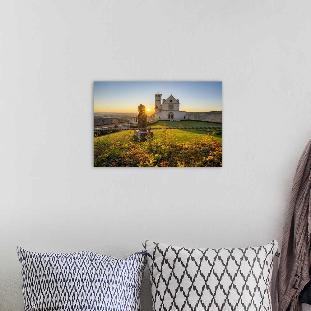 A bohemian room featuring St. Francis Cathedral at sunset, UNESCO World Heritage Site, Assisi, Umbria, Italy, Europe