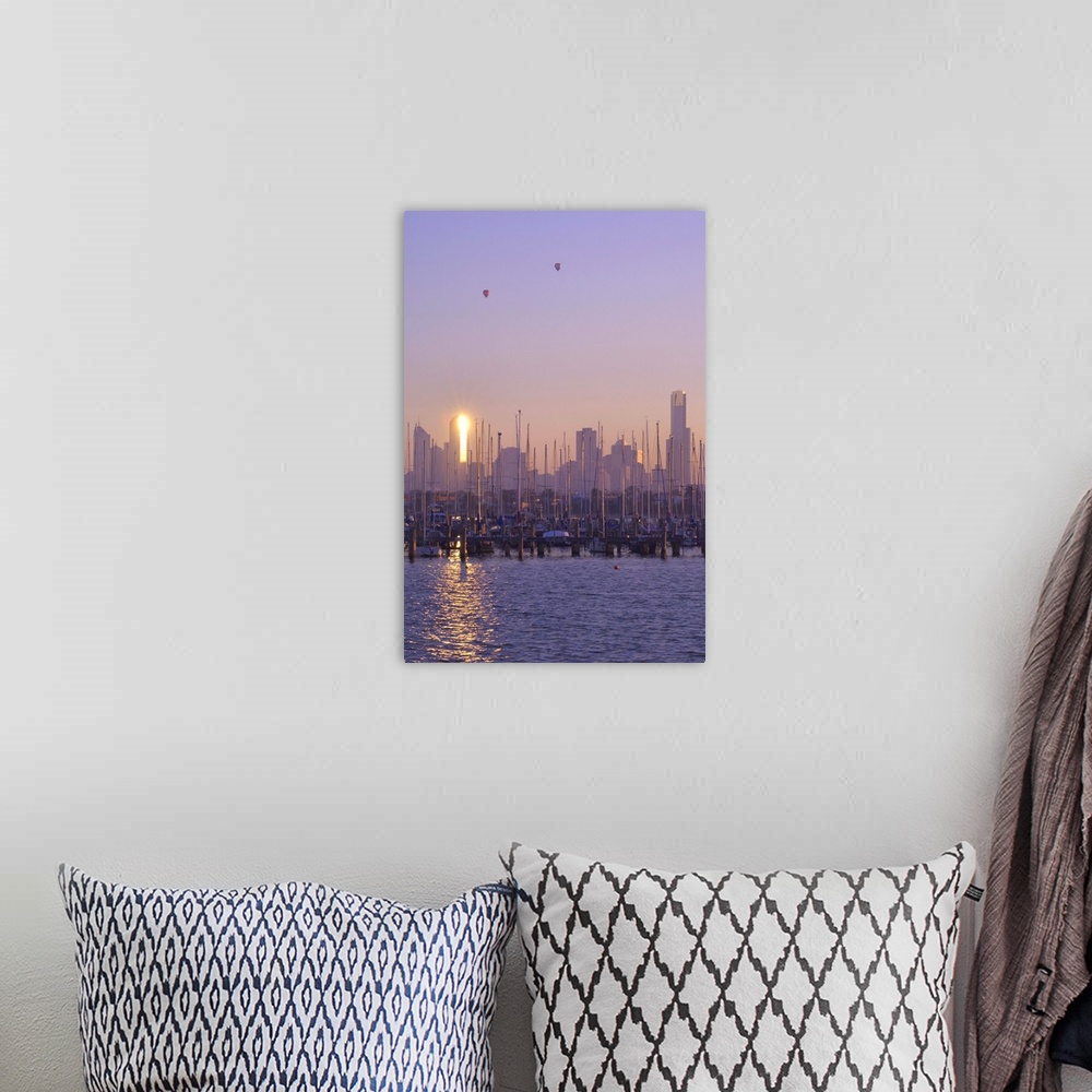 A bohemian room featuring St. Kilda Harbour and Melbourne skyline, Melbourne, Victoria, Australia, Pacific
