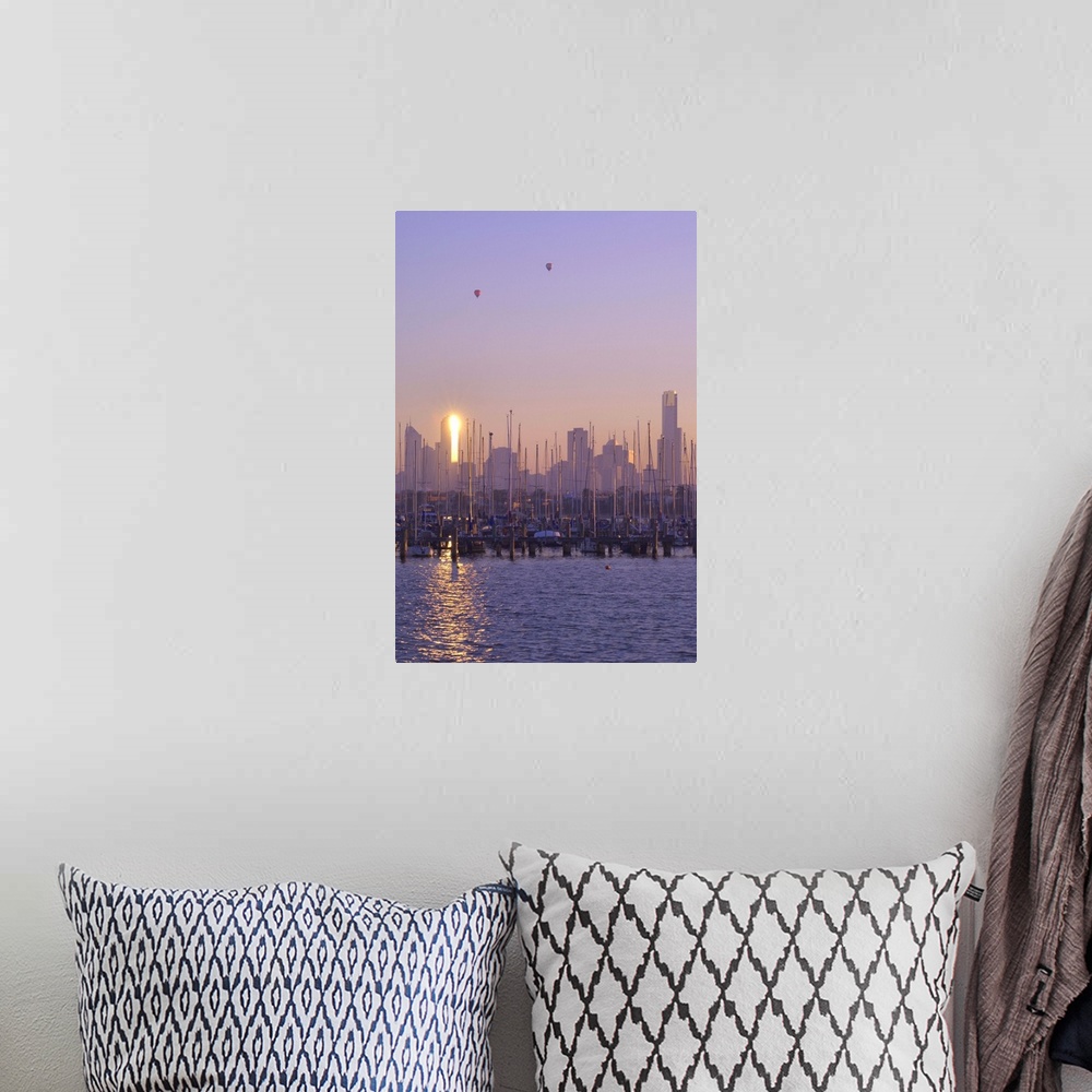 A bohemian room featuring St. Kilda Harbour and Melbourne skyline, Melbourne, Victoria, Australia, Pacific