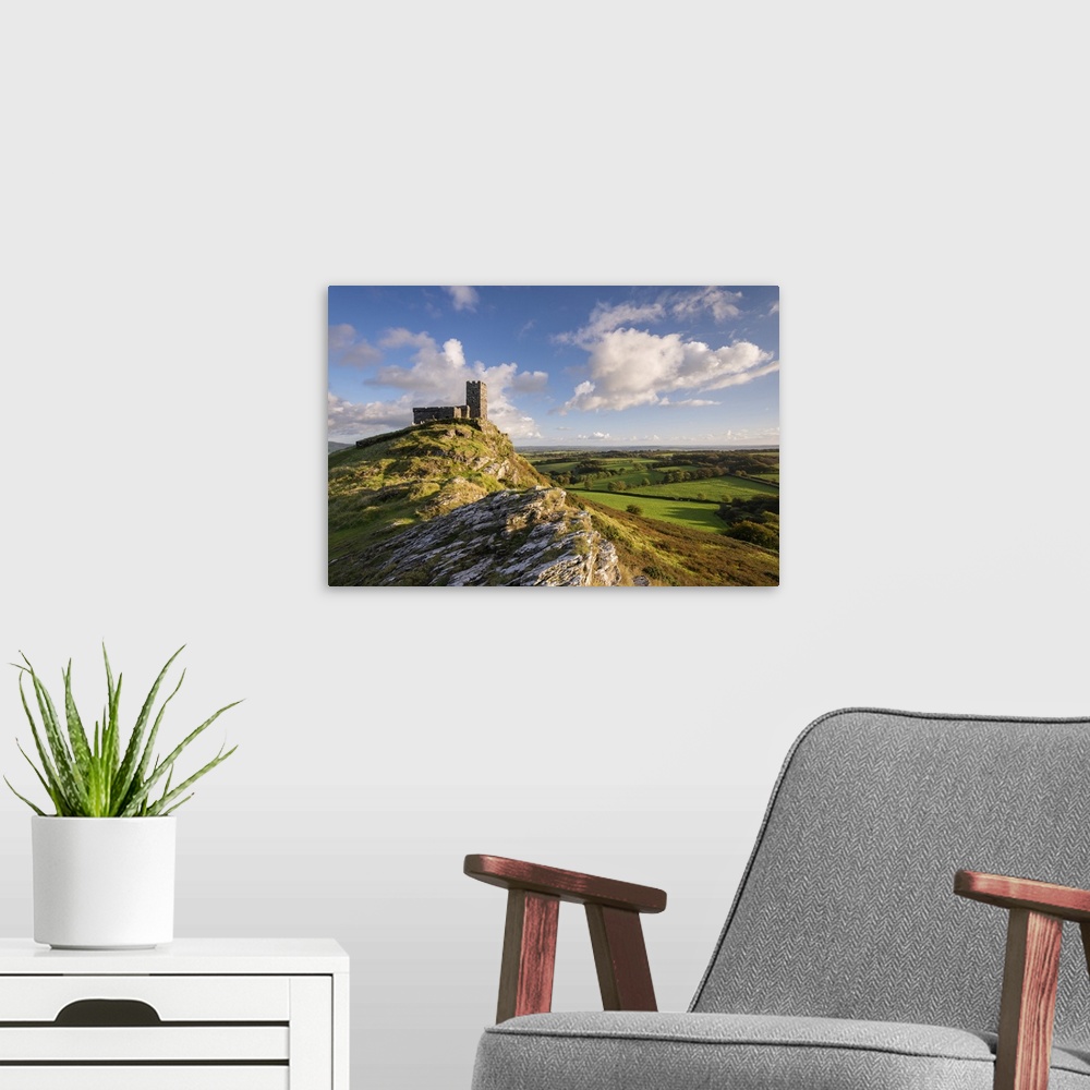 A modern room featuring Lonely St. Michael de Rupe Church on the summit of Brentor, Dartmoor National Park, Devon, Englan...