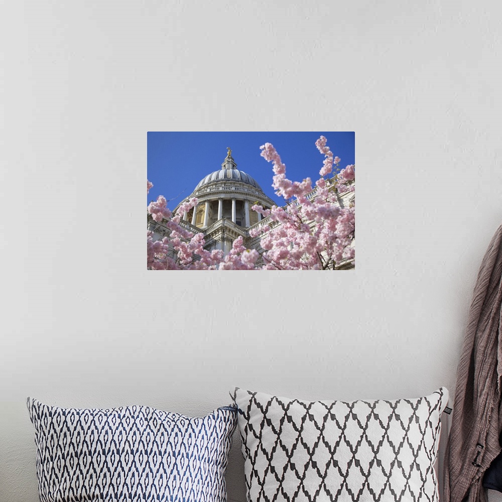 A bohemian room featuring St. Paul's Cathedral and spring blossom, London, England, United Kingdom, Europe