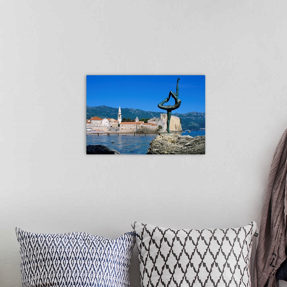 A bohemian room featuring Statue and view of Old Town, Budva, The Budva Riviera, Montenegro