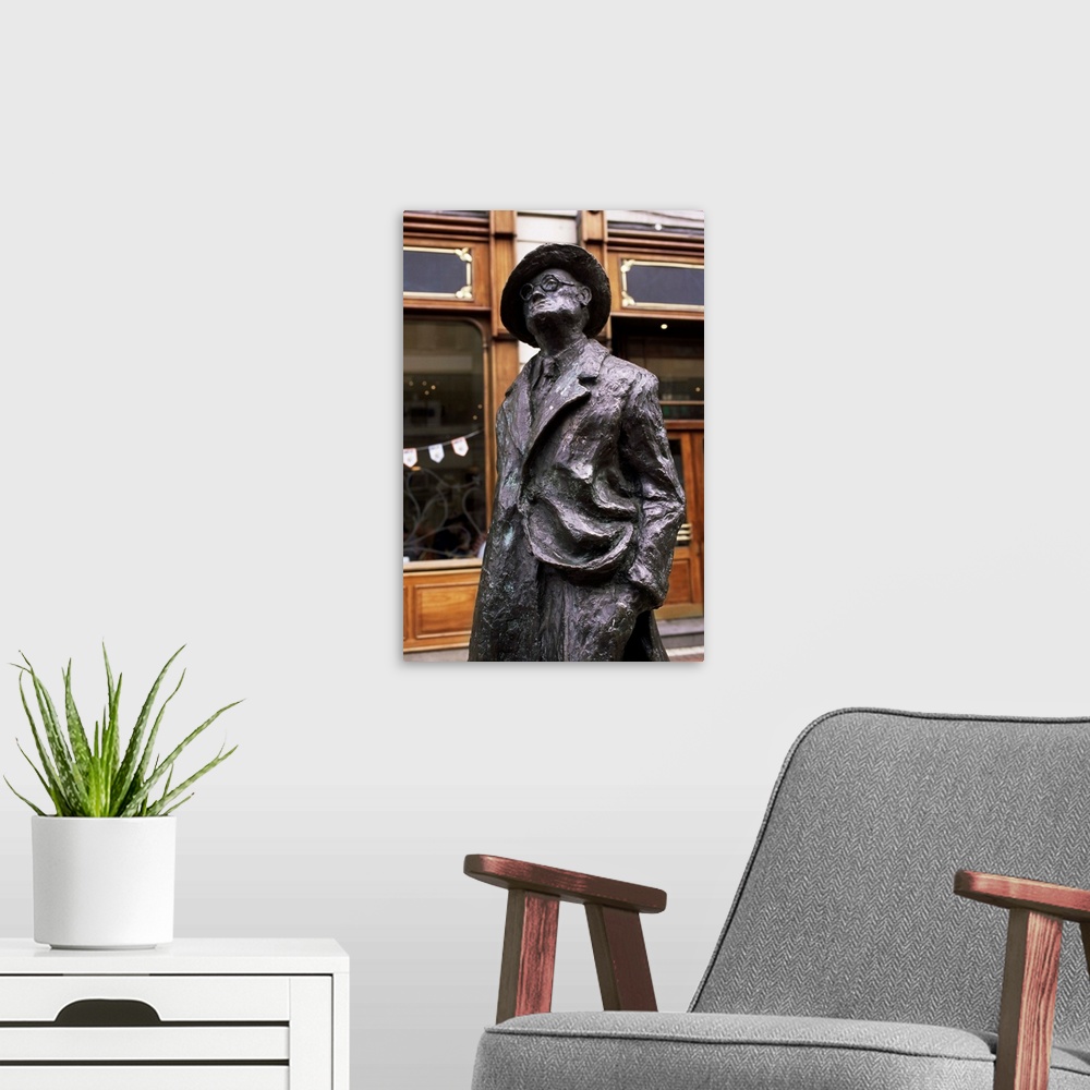 A modern room featuring Statue of James Joyce, O'Connell Street, Dublin, Eire (Republic of Ireland), Europe