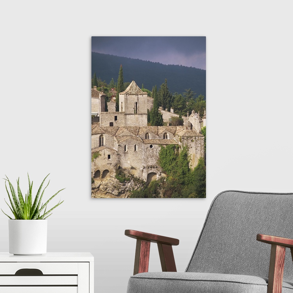 A modern room featuring Stone walls and tower at Vaison la Romaine, in Provence, France