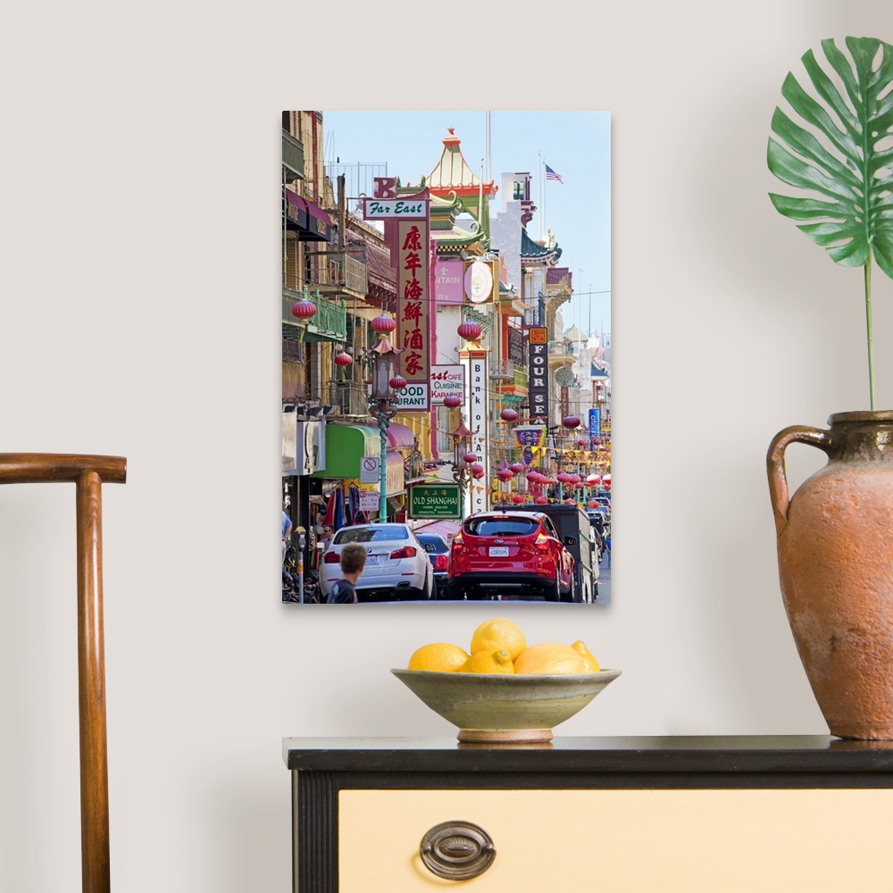 A traditional room featuring Street scene in China Town section of San Francisco, California