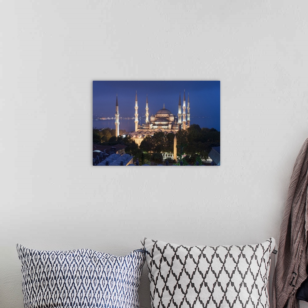 A bohemian room featuring Sultan Ahmet Mosque (Blue Mosque) at twilight, Istanbul, Turkey, Europe