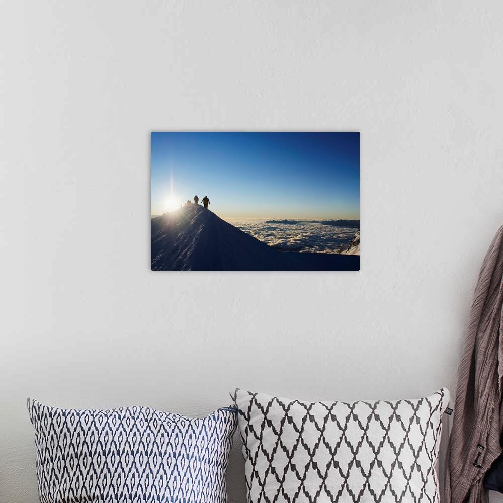A bohemian room featuring Sunrise from summit of Mont Blanc, 4810m, Haute-Savoie, French Alps, France, Europe
