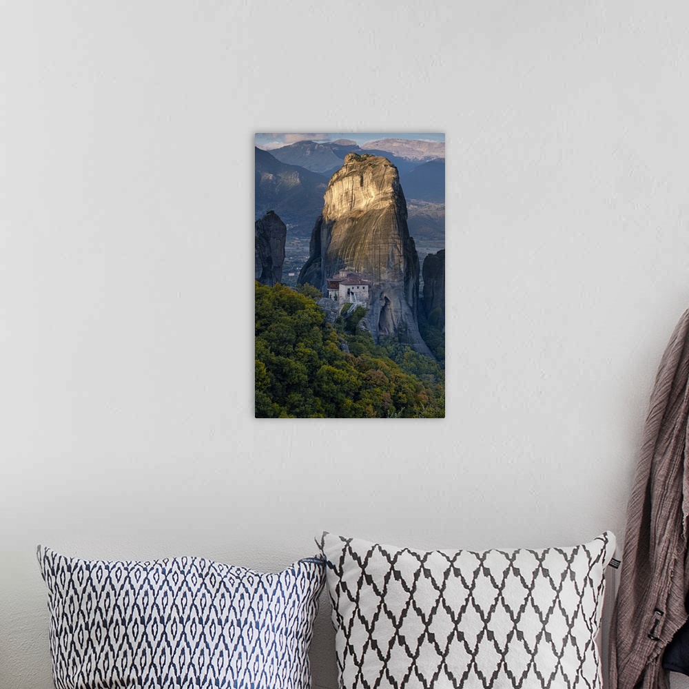 A bohemian room featuring Sunrise on Roussanou (St. Barbara) Monastery, Meteora, UNESCO World Heritage Site, Thessaly, Gree...