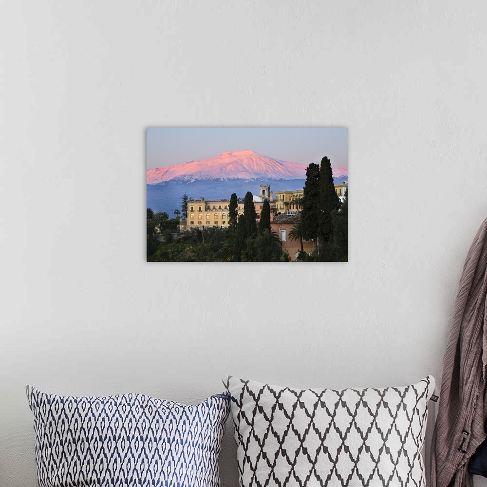 A bohemian room featuring Sunrise over Taormina and Mount Etna, Taormina, Sicily, Italy