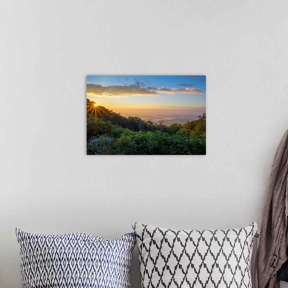 A bohemian room featuring Sunrise over the Blue Ridge Mountains, North Carolina, United States of America, North America