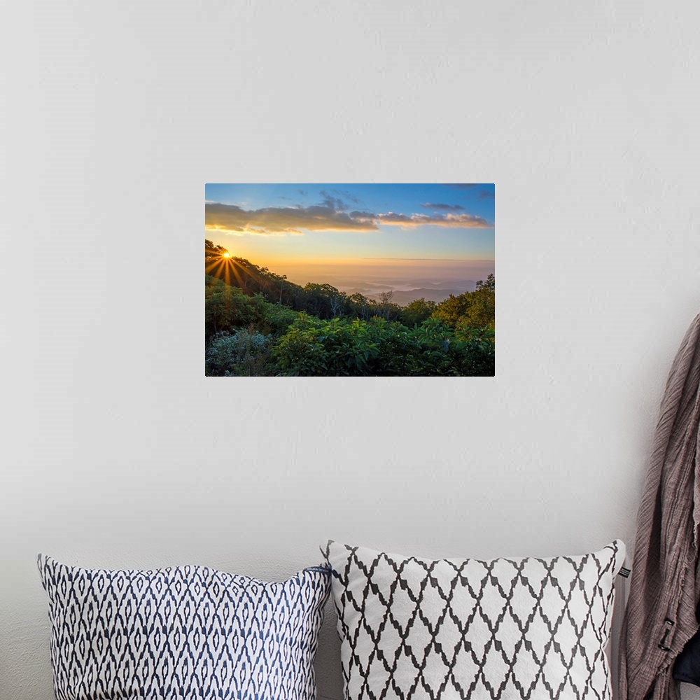 A bohemian room featuring Sunrise over the Blue Ridge Mountains, North Carolina, United States of America, North America