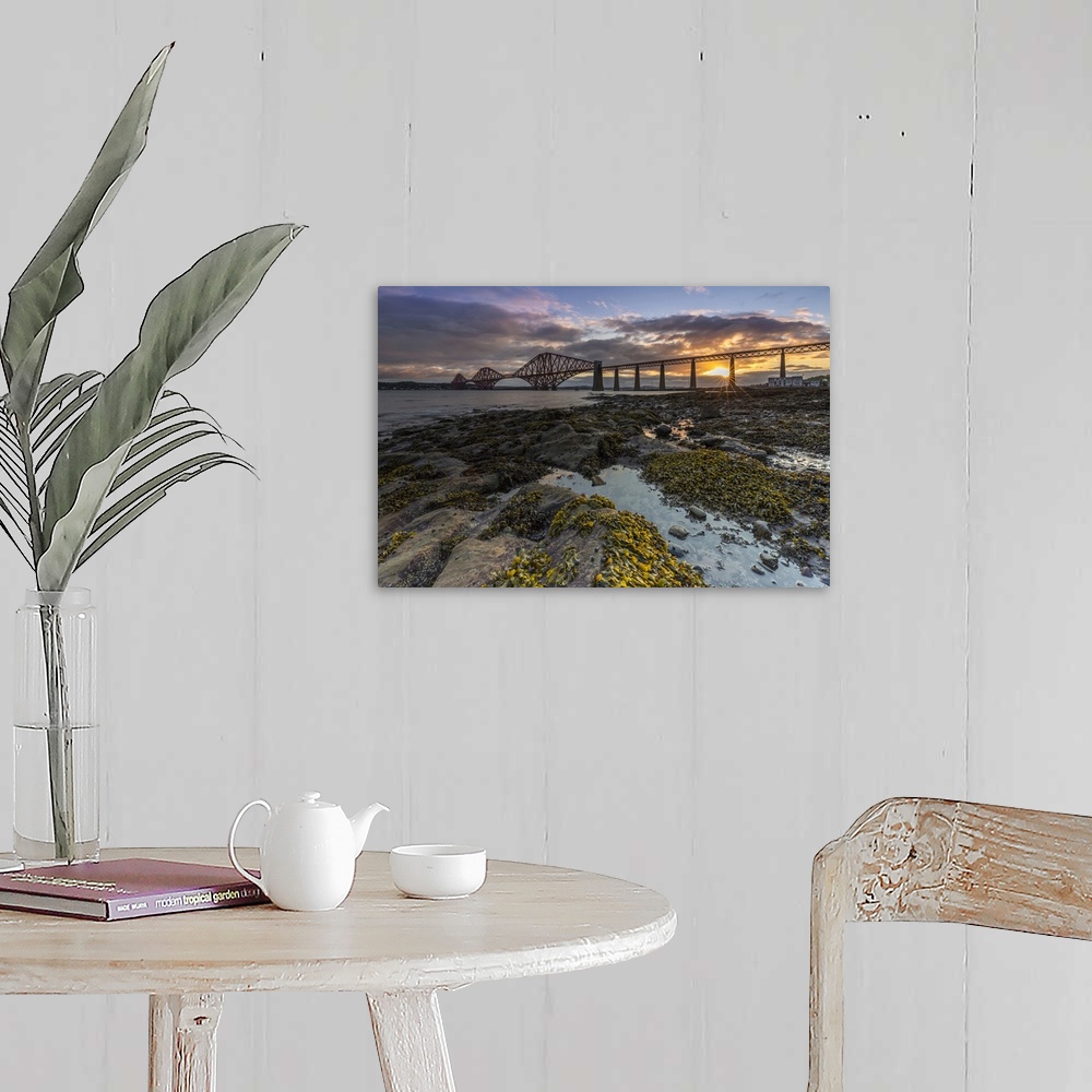 A farmhouse room featuring Sunrise through the Forth Rail Bridge, UNESCO World Heritage Site, on the Firth of Forth, South Q...